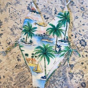 LOW BACK ONE PIECE SWIMSUIT TROPICAL